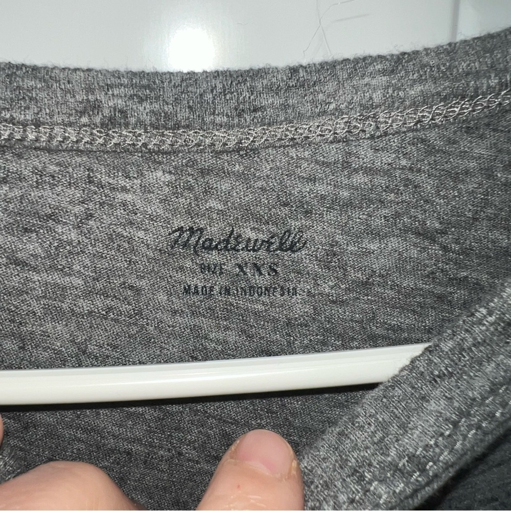 MADEWELL Women's Gray Whisper Cotton Rib-Crewneck Tee XXS - Picture 8 of 11